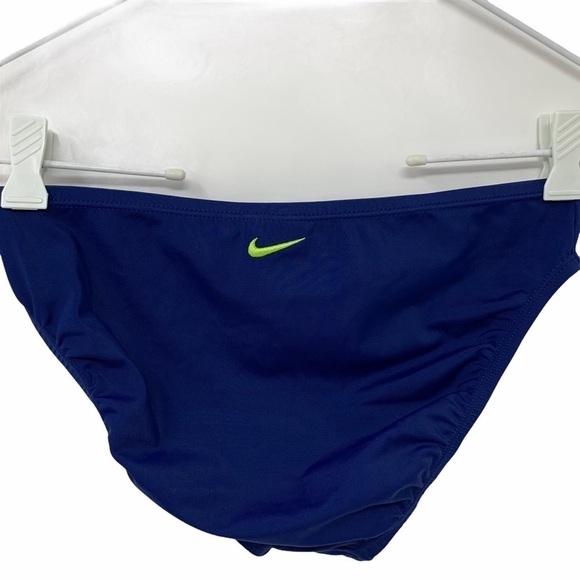 Nike Swim Cobalt Blue Mid Rise Hipster Sport Bikini Bottoms Swish Logo Size 8 - Picture 7 of 11